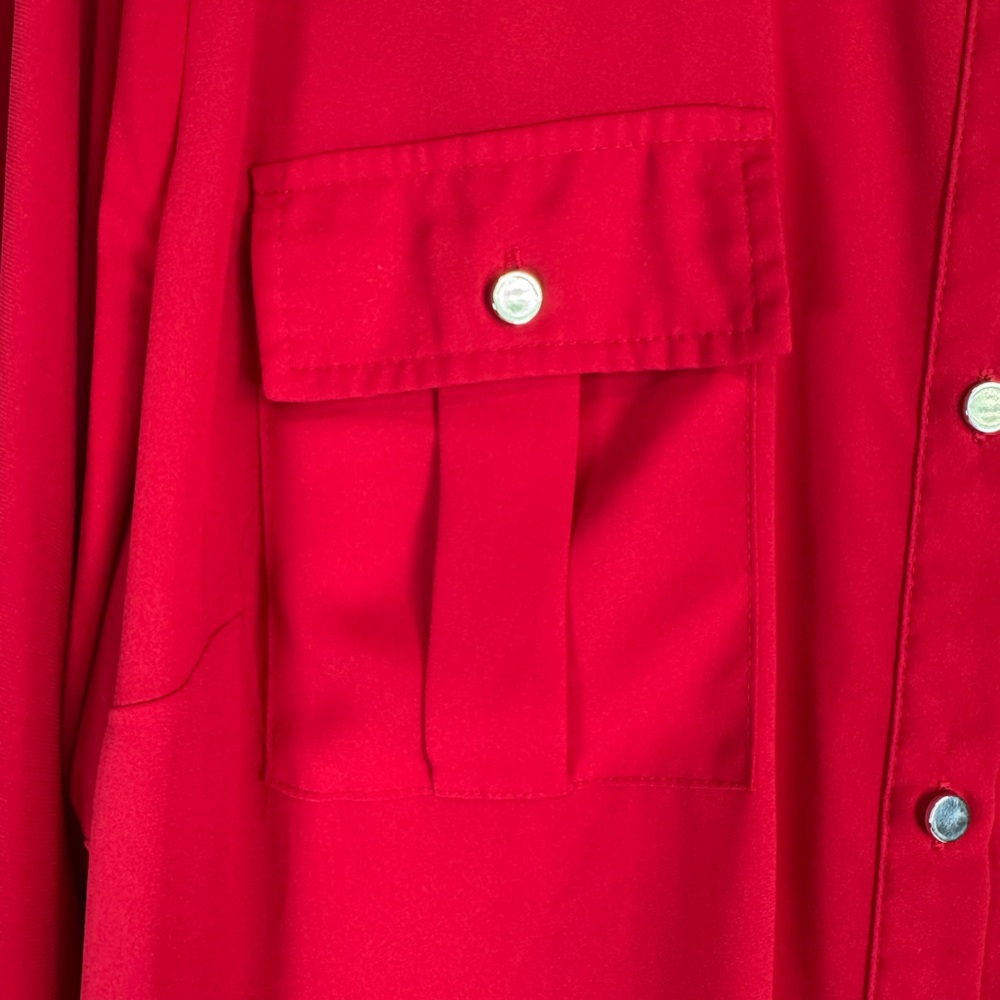 Slim Factor By Investments Button Front Top - Red - 3X - Picture 6 of 8